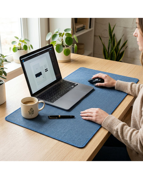 Pudmi Micro-Weave Mouse Pad Slate Blue 320 x 270 mm - Lifestyle view